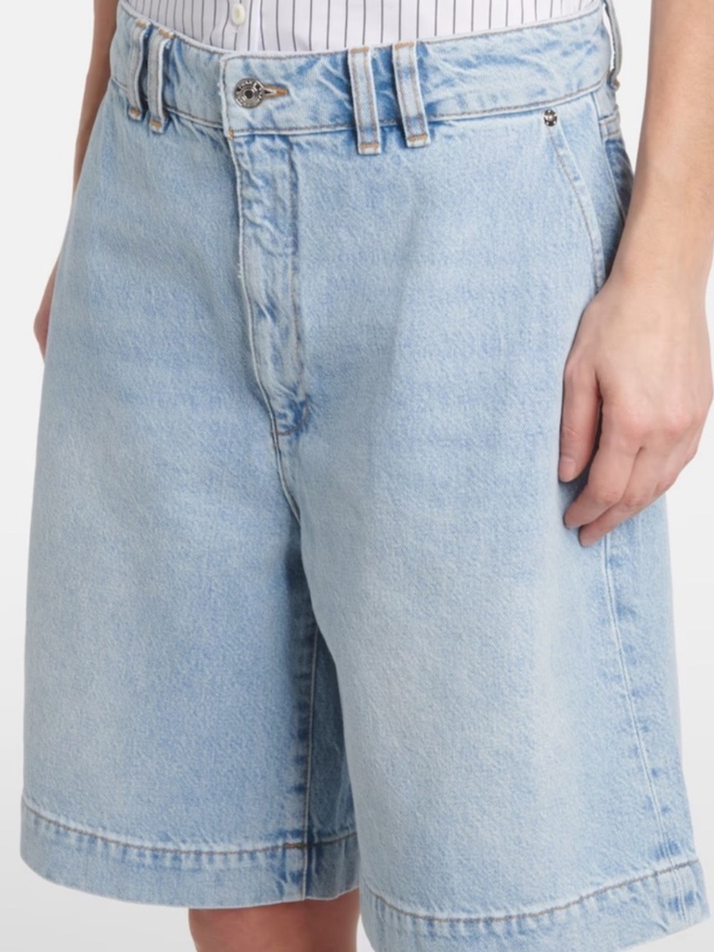 NEW FRAME The Trouser Shorts. Denim Bermuda Shorts. 100% Cotton. Size 27 - Picture 3 of 11